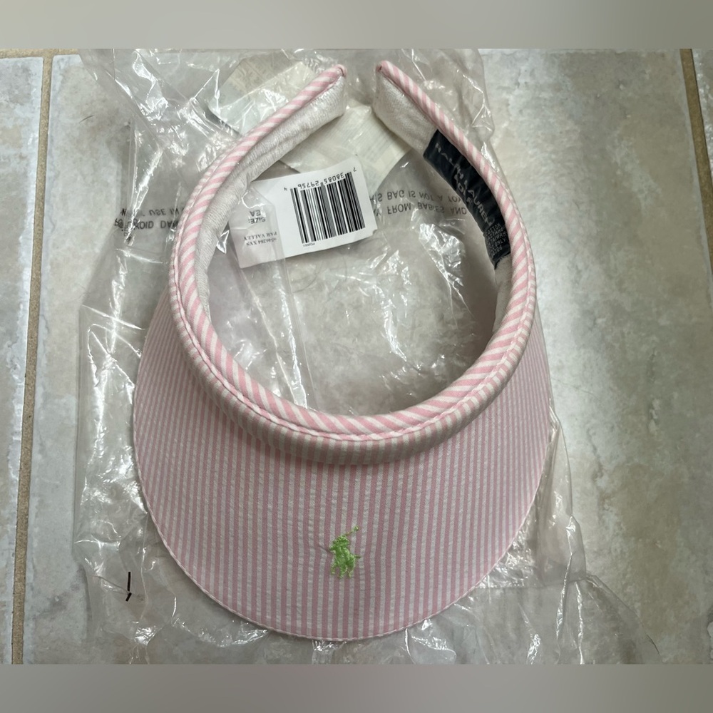 Ralph Lauren GOLF Vintage Pink & White Striped NWT Visor 🩷💚